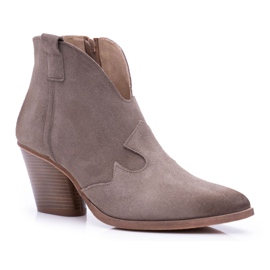 Nicole Stivali da donna in pelle con tacco Cappuccino Chavai beige
