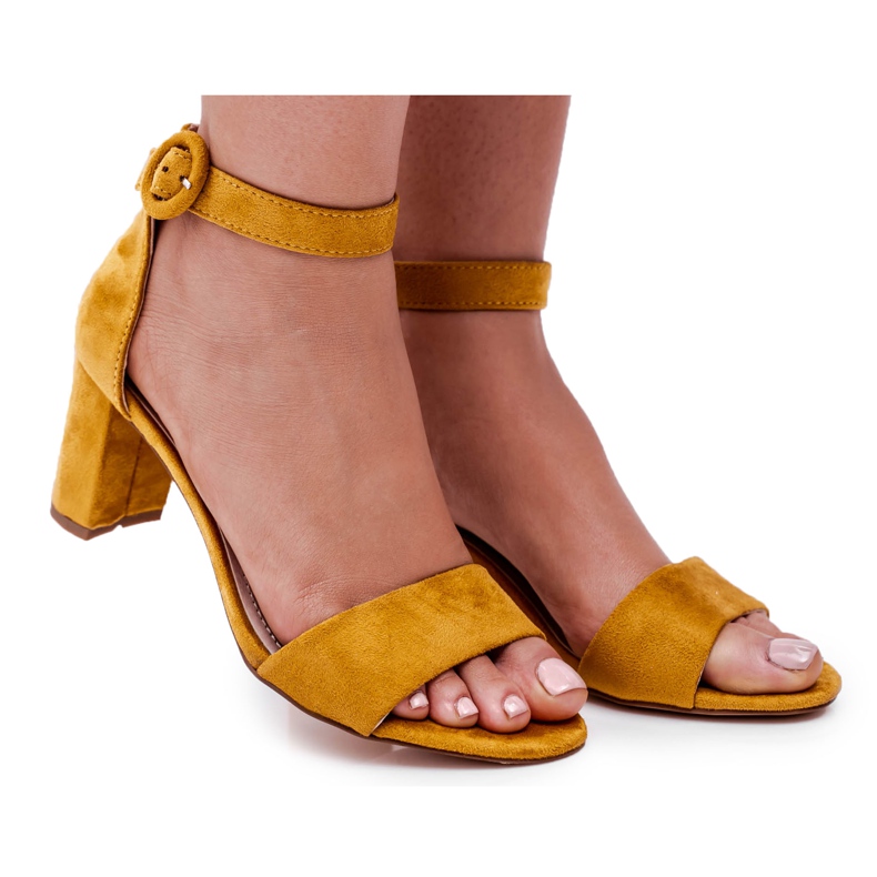 EVE Sandali Donna Con Tacco Camoscio Giallo Lexi