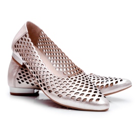 Ballerine da donna in pelle oro Exquisite 1107/1 d'oro