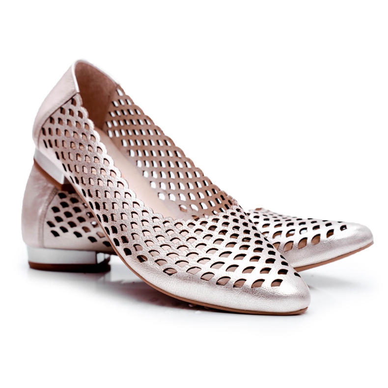 Ballerine da donna in pelle oro Exquisite 1107/1 d'oro