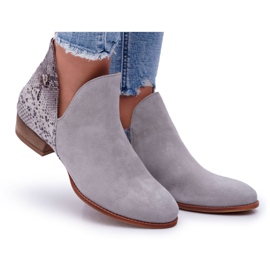 Stivali piatti da donna Maciejka Pelle Grigio 04091-03 / 00-5