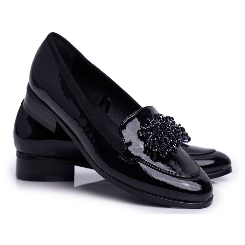 Vinceza Scarpe Brogue Donna Tacco Piatto Laccato Nero Fedder
