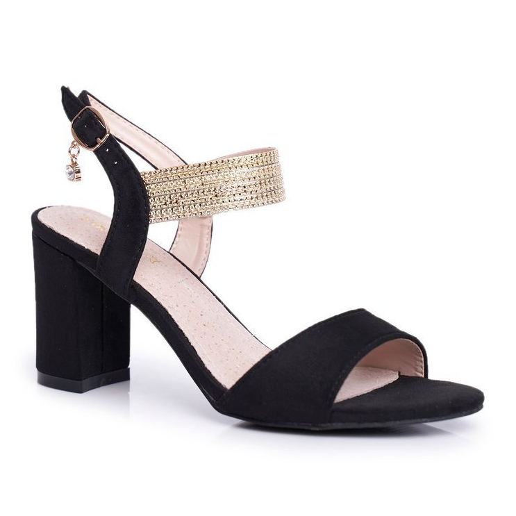 S.Barski Sandali Donna Con Tacco Camoscio Nero Enjoy