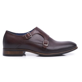Scarpe brogue in pelle da uomo Monk Nikopol Brown 1720 marrone