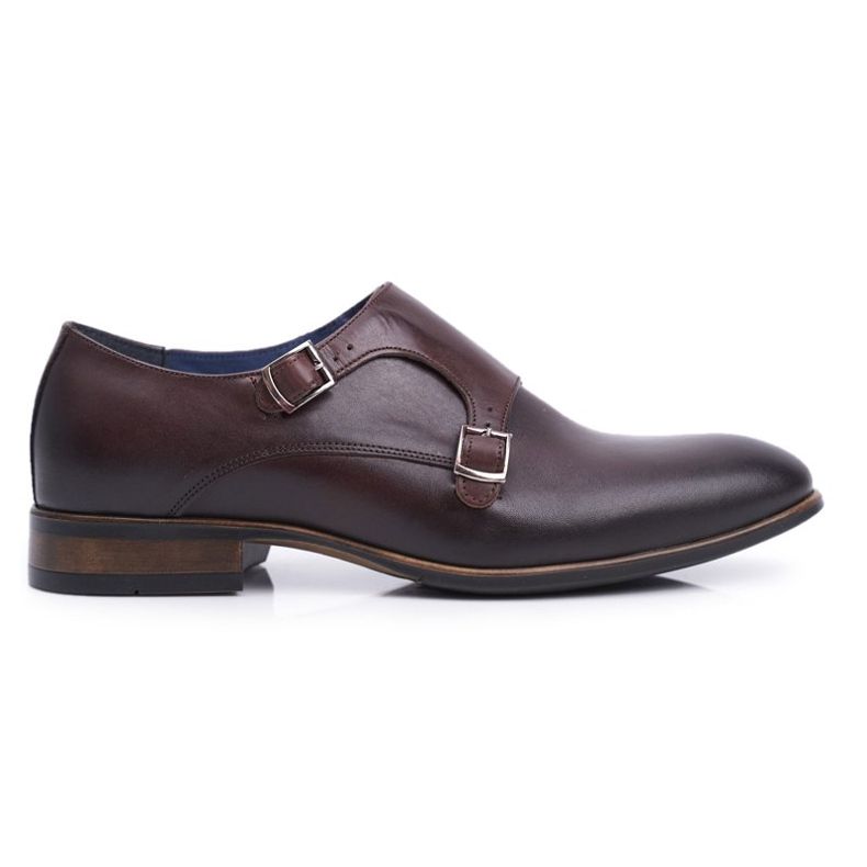 Scarpe brogue in pelle da uomo Monk Nikopol Brown 1720 marrone