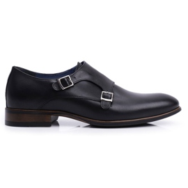 Scarpe brogue da uomo in pelle Monk Nikopol Black 1720 nero