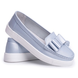 S.Barski Mocassini da Donna in Pelle Blu Lovren