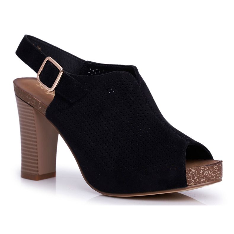Sandali Donna Con Tacco Alto Sergio Leone SK855 Nero Senillo