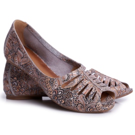 Ballerine da donna Maciejka in pelle marrone con motivi 03497-21 multicolore