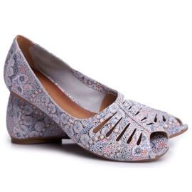 Ballerine da donna Maciejka Pelle Bianche e Blu con fantasie 03497-13 bianco multicolore