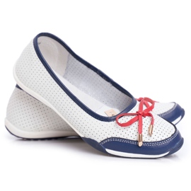EVE Ballerine donna traforate in pelle bianca e rossa Erdola bianco rosso blu navy