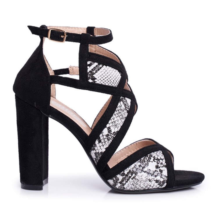 SEA Sandali Donna Con Tacco Camoscio Serpente Nero Emolly grigio
