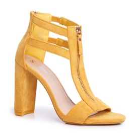 PS1 Sandali Donna Con Tacco Pelle Scamosciata Yellow Folly giallo
