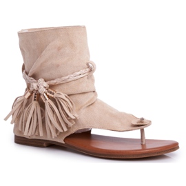 SEA Sandali Donna Infradito Con Gambo Beige SL1011 Madrit