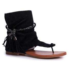 SEA Sandali Donna Infradito Con Gambo Nero SL1011 Madrit