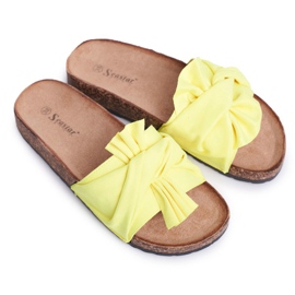 PS1 Pantofole da donna su fiocchi di sughero fiocco giallo neon