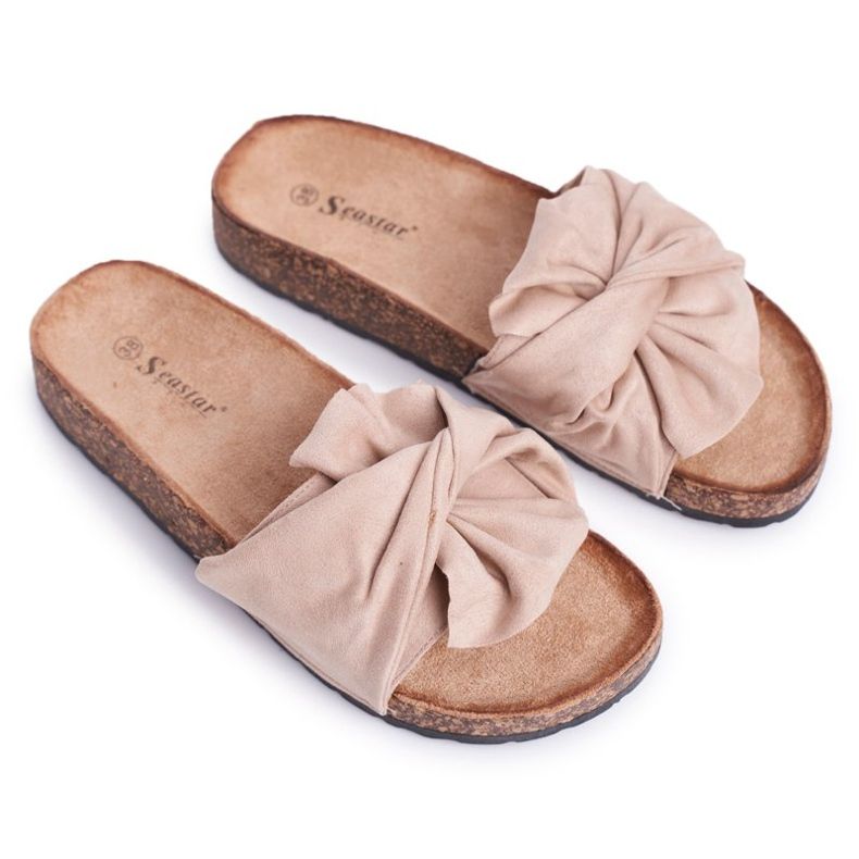 PS1 Pantofole da donna su sughero beige Felis Bows
