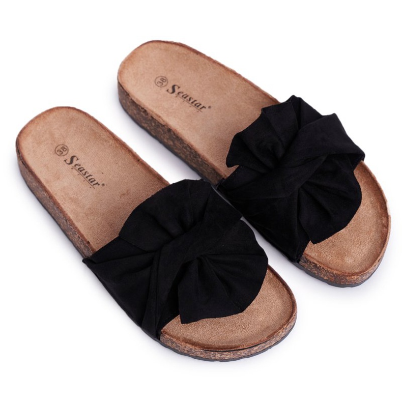 SEA Pantofole da donna su fiocchi di sughero nere Felis nero