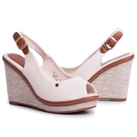 SEA Sandali da donna con zeppa Beige Tommy