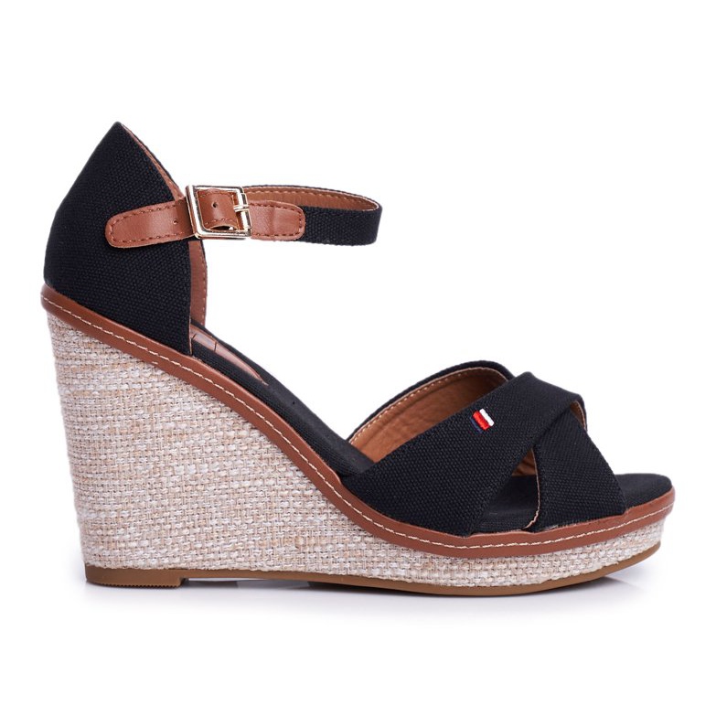 SEA Sandali da donna con zeppa neri LaMane nero