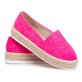 PS1 Espadrillas da Donna Suola Spessa Lino Fucsia Febi rosa