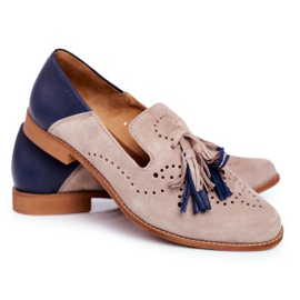 Scarpe brogue da donna Maciejka in pelle Mocassini Beige 04484-04 / 00-5