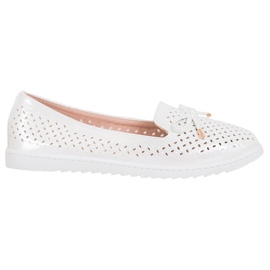 Weide Mocassini traforati con glitter bianca grigio