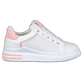 Weide Sneakers in ecopelle bianco rosa
