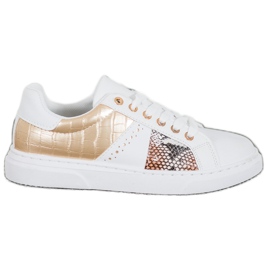 SHELOVET Comode scarpe da ginnastica bianche bianco giallo