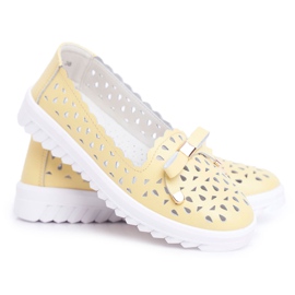 S.Barski Mocassini da donna in pelle traforata LR71515 Yellow Murrieta giallo