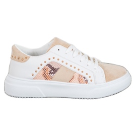SHELOVET Sneakers alla moda sulla piattaforma bianco marrone