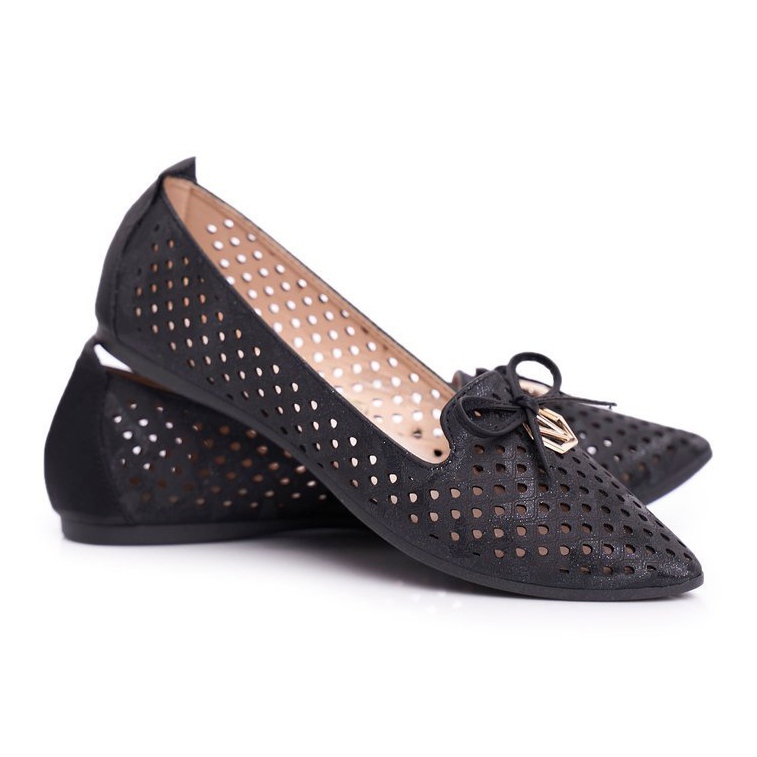 Vinceza Ballerine traforate da donna Black Manam nero