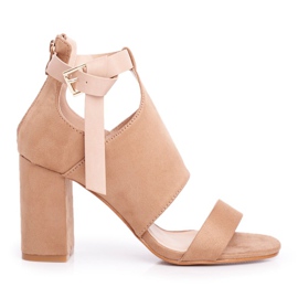 Vinceza Sandali da donna su un tacco alto Palme beige