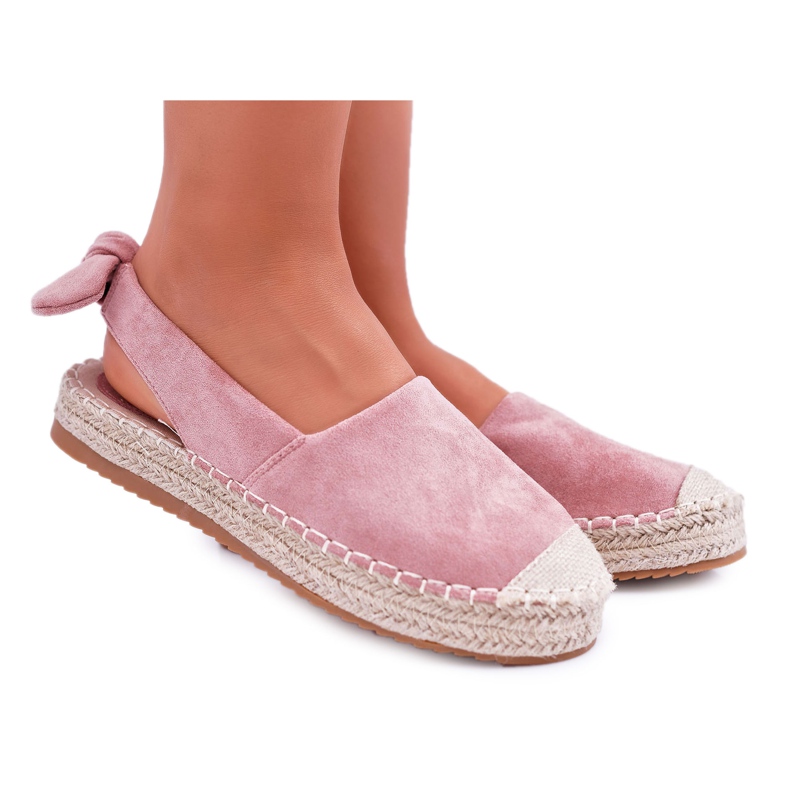 FRJ Espadrillas da donna in camoscio rosa contorno