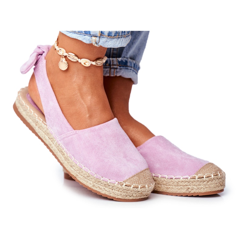 FRJ Espadrillas da donna in camoscio viola contorno