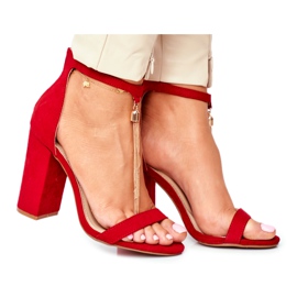 FW1 Sandali in pelle scamosciata rossi su una barra con frangia Annick rosso
