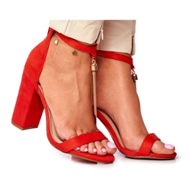 FW1 Sandali in pelle scamosciata arancioni su barra con frange Annick arancia