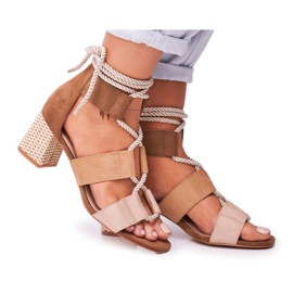 Bellucci Sandali Da Donna Con Tacco In Camoscio Beige Beckie