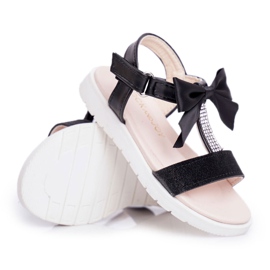 FRROCK Sandali Per Bambini Con Velcro Per Ragazze Nero Bella