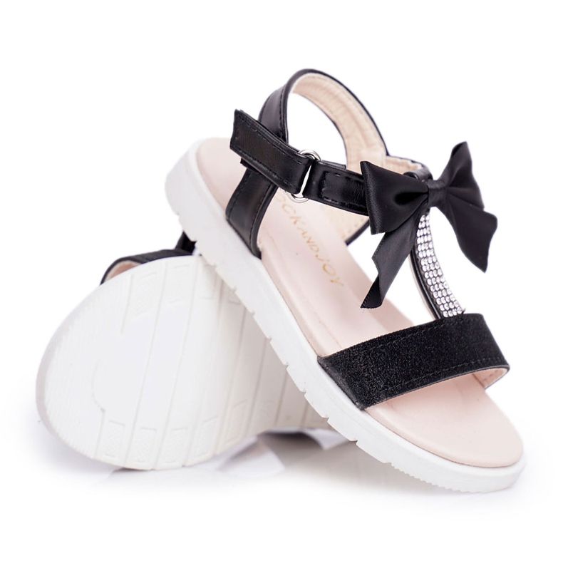 FRROCK Sandali Per Bambini Con Velcro Per Ragazze Nero Bella