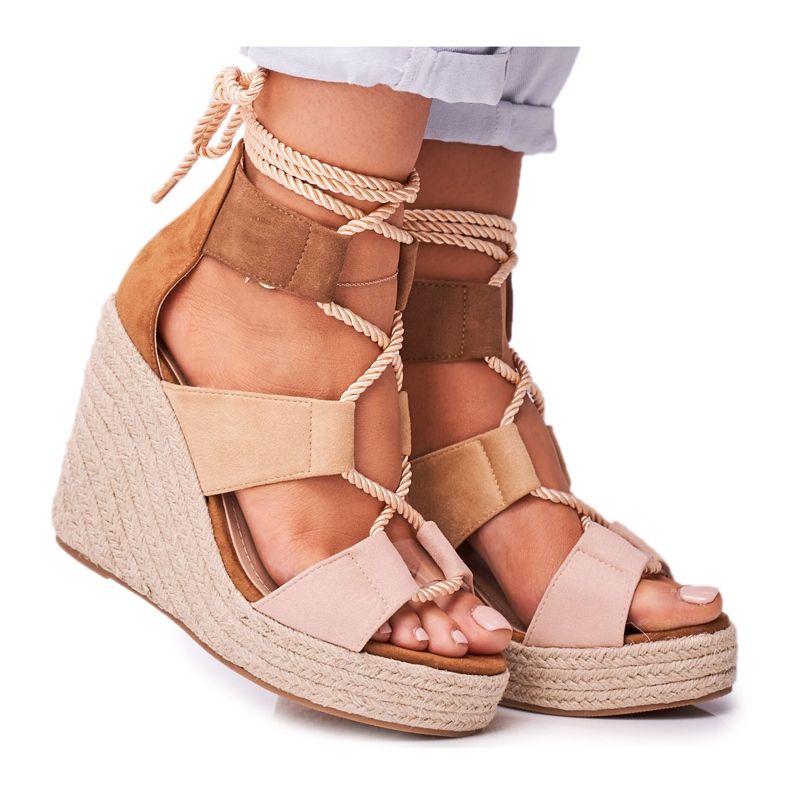 Bellucci Sandali da donna su espadrillas con zeppa Beige Beautiful One