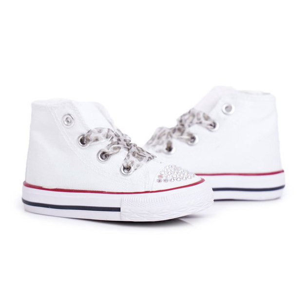 FRROCK Sneakers Bambini Alte Bianche Strass Smile bianca