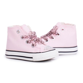 FRROCK Sneakers per bambini High Pink Strass Smile rosa