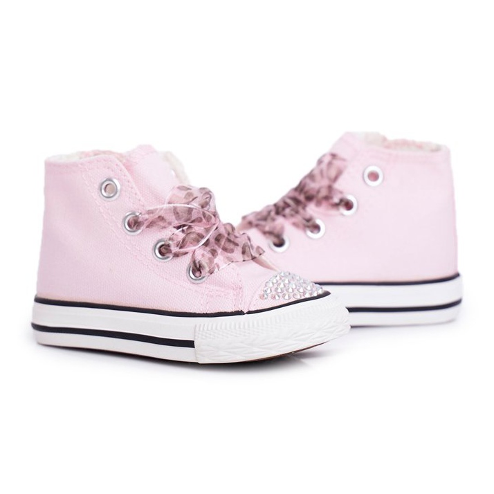 FRROCK Sneakers per bambini High Pink Strass Smile rosa