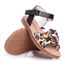 FRROCK Sandali Da Bambina Con Velcro Per Bambina Leopardo Mimi nero