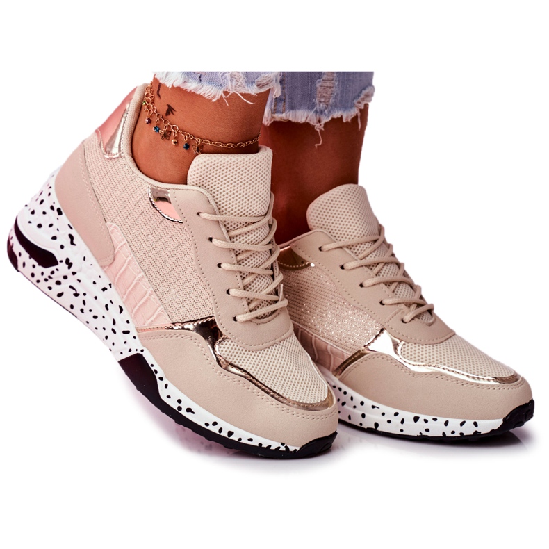 Scarpe Sportive Donna Zeppa Nascosta Beige Mollen