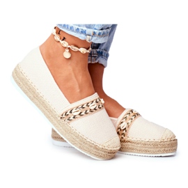 HAN Espadrillas da donna su piattaforma di lino beige Mindi