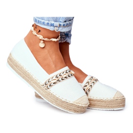 HAN Espadrillas da donna su piattaforma di lino bianca Midi bianco