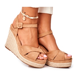 HAN Sandali da donna con zeppa Beige Sevilla