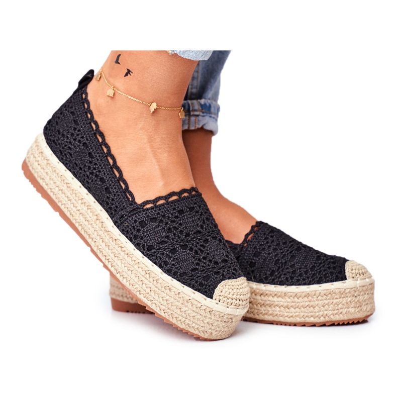 ADY Espadrillas da donna Lace Black Desante Platform nero